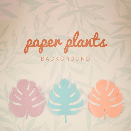 Free Monstera Paper Plants Background Top View Psd