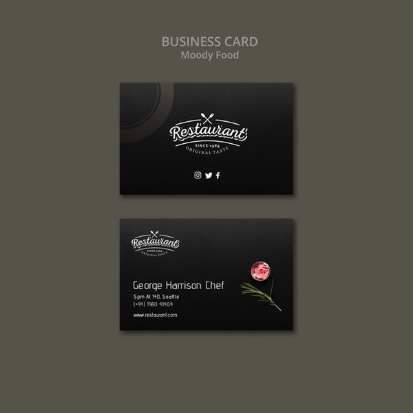 Free Moody Food Restaurant Business Card Concept Psd