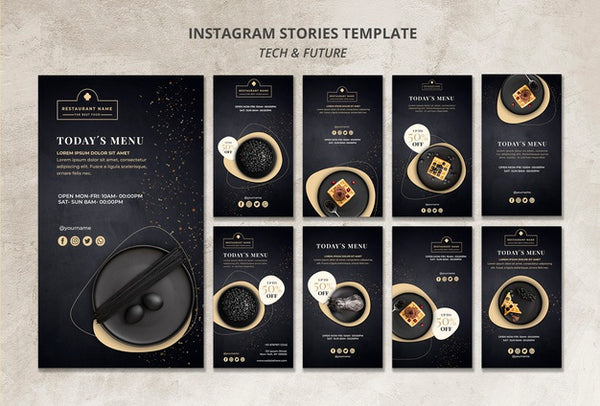 Free Moody Food Restaurant Instagram Stories Template Concept Mock-Up Psd