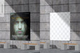 Free Movie Poster On Exterior Wall Mockup, Right View Psd