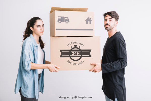 Free Moving Concept Mockup With Couple Psd