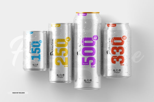 Free Multisize Soda Can Mockup Psd