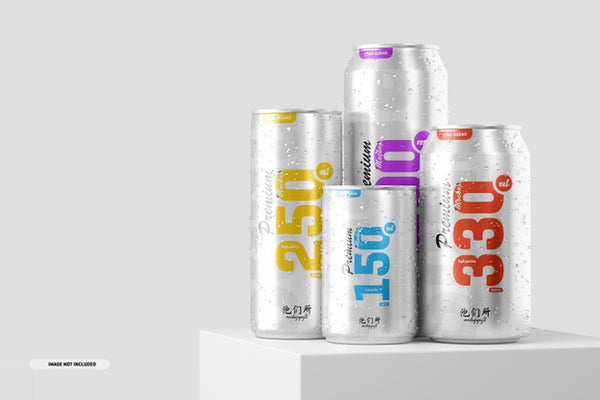 Free Multisize Soda Can Mockup Psd