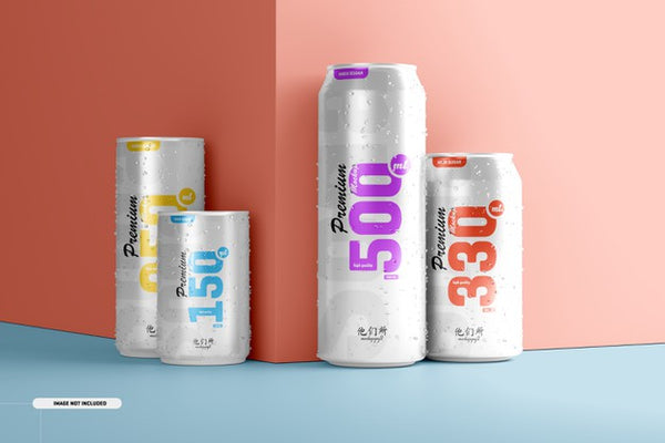 Free Multisize Soda Can Mockup Psd