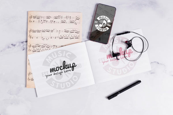 Free Music Notebook And Mobile Psd