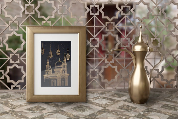 Free Muslim New Year Arrangement With Teapot And Frame Psd
