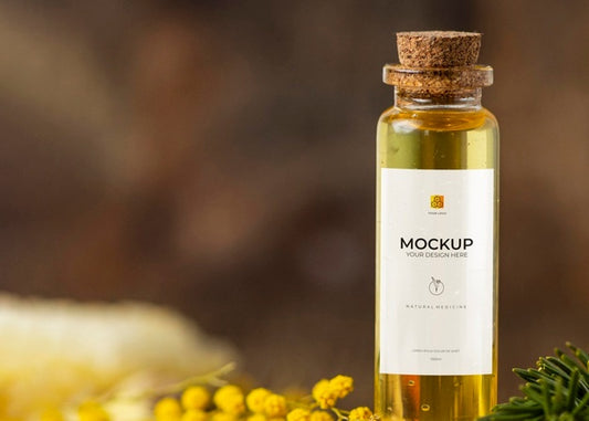 Free Natural Medicine Packaging Mockup With Ingredients Psd