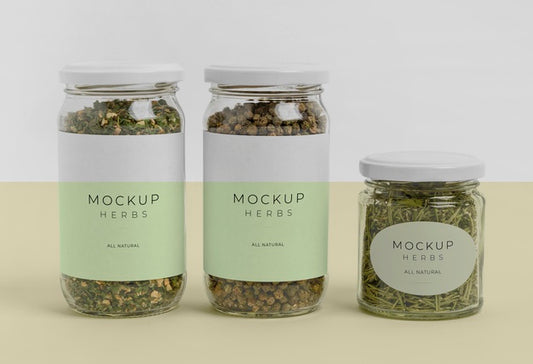 Free Natural Spices With Label Mock-Up Assortment Psd