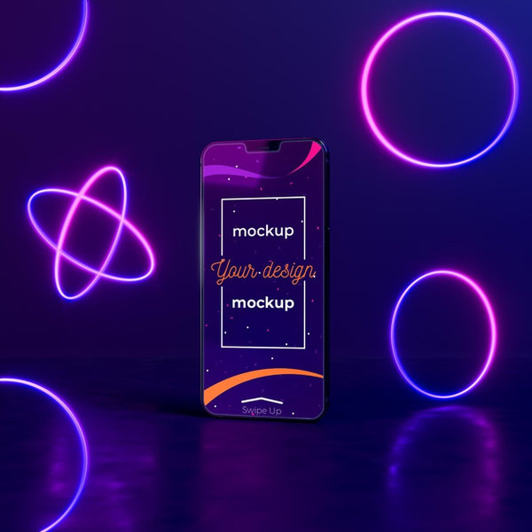 Free Neon Device Concept Mock-Up Psd