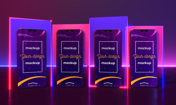 Free Neon Device Concept Mock-Up Psd