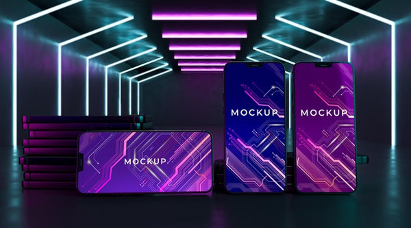 Free Neon Device Concept Mock-Up Psd