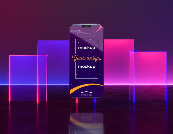 Free Neon Device Concept Mock-Up Psd