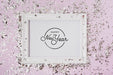 Free New Year Lettering On Frame Mock-Up With Confetti Psd