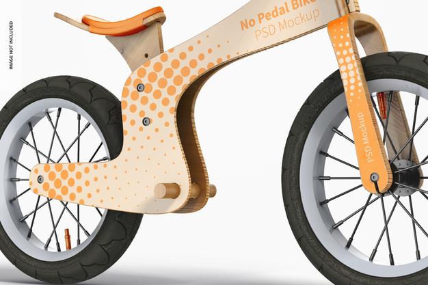 Free No Pedal Bike Mockup, Close-Up Psd