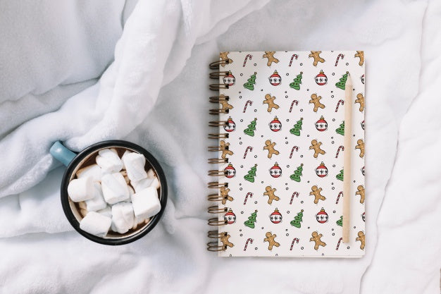 Free Notebook Cover Mockup With Christmas Concept Psd