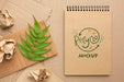 Free Notebook Mock-Up With Leaves Psd