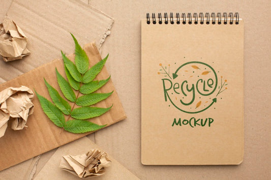 Free Notebook Mock-Up With Leaves Psd