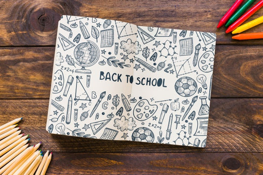 Free Notebook Mockup With Back To School Concept Psd