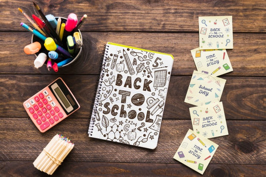 Free Notebook Mockup With Back To School Concept Psd