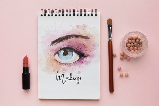 Free Notebook With Makeup For Eyes Concept Psd