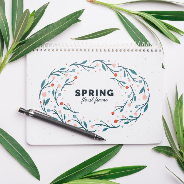 Free Notepad Template For Spring With Flowers Psd – DreamBundles