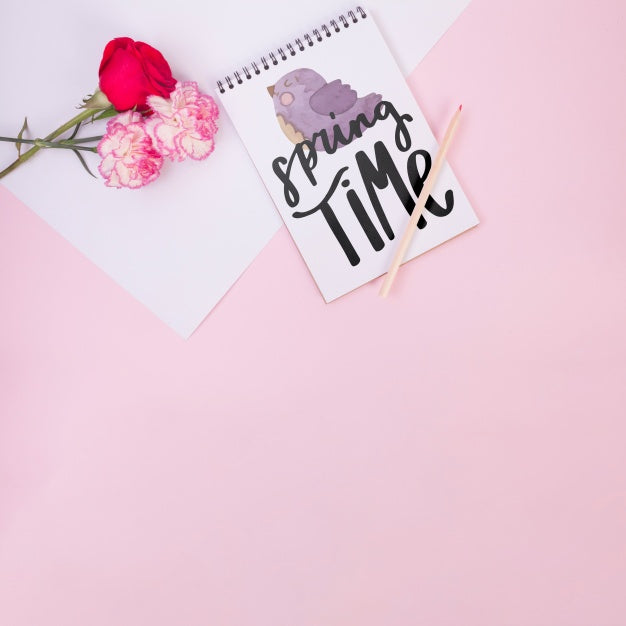 Free Notepad Template For Spring With Flowers Psd – DreamBundles