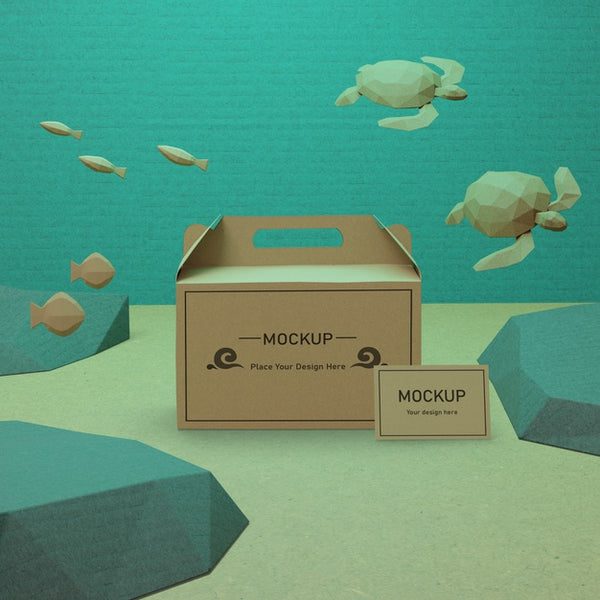 Free Ocean Day Paper Bags And Turtles With Mock-Up Psd