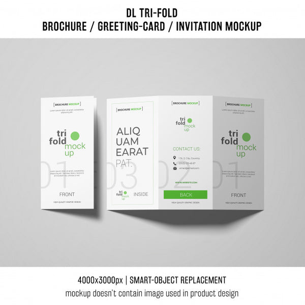 Free Open And Closed Trifold Brochure Or Invitation Mockup Psd