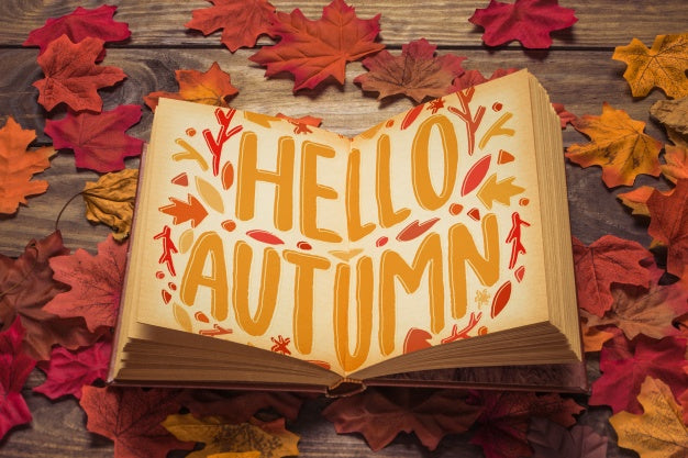 Free Open Book Mockup With Autumn Concept Psd