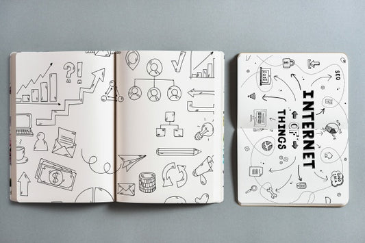 Free Open Book Mockup With Iot Concept Psd