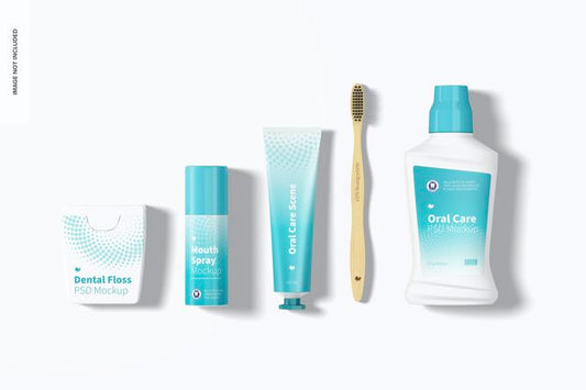 Free Oral Care Scene Mockup, Top View Psd