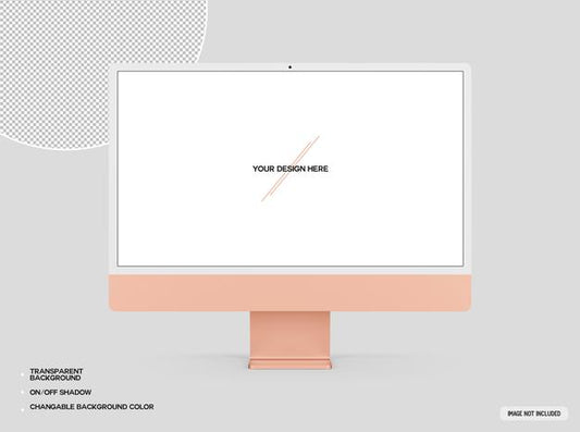 Free Orange Desktop Computer Mockup Psd