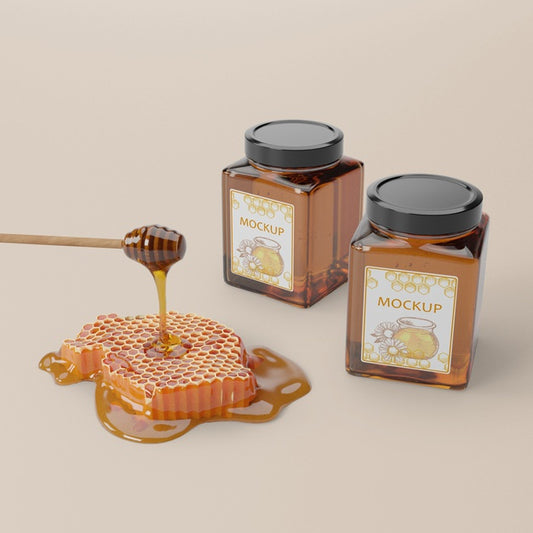 Free Organic Honey Product In Jars Psd