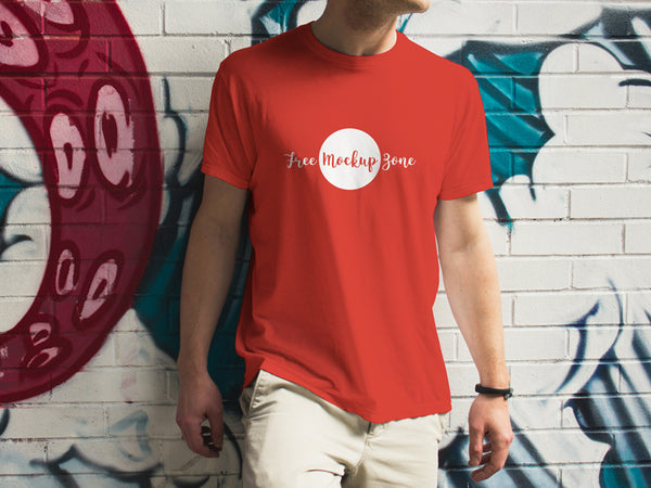 Free Outdoor Boy Wearing Tshirt Mockup