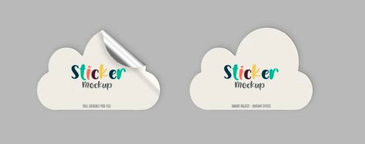 Free Pack Of Cloud Stickers Mockup Psd