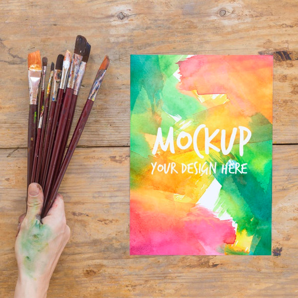 Free Painting Brush Collection Mock-Up Psd