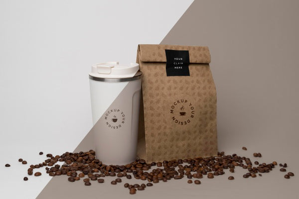 Free Paper Bag With Coffee Mock Up Psd