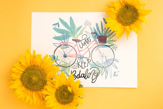 Free Paper Mockup With Floral Decoration Psd
