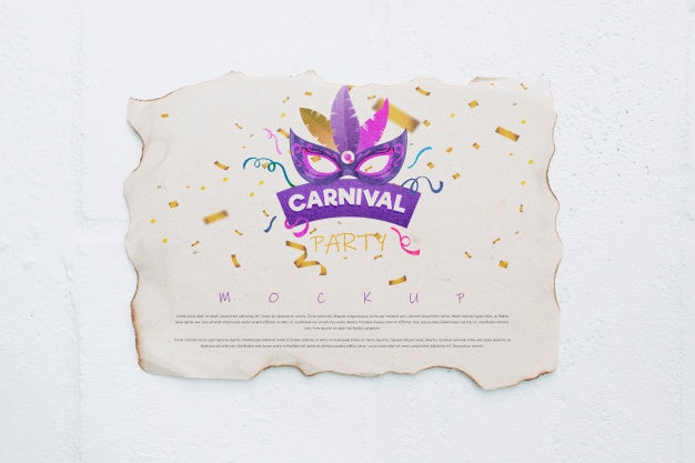Free Paper Page Mockup With Carnival Concept Psd