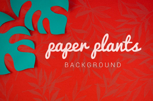 Free Paper Plants Background With Monstera Blue Leaves Psd