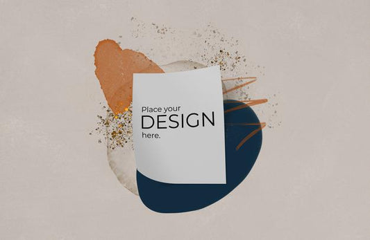 Free Paper Sheet Mockup Over Watercolor Stain Psd