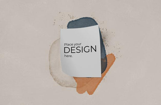 Free Paper Sheet Mockup Over Watercolor Stain Psd