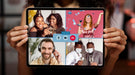 Free Party At Home Concept With Tablet Mockup Psd