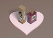 Free Perfume Box And Bottle On Heart Shape Psd
