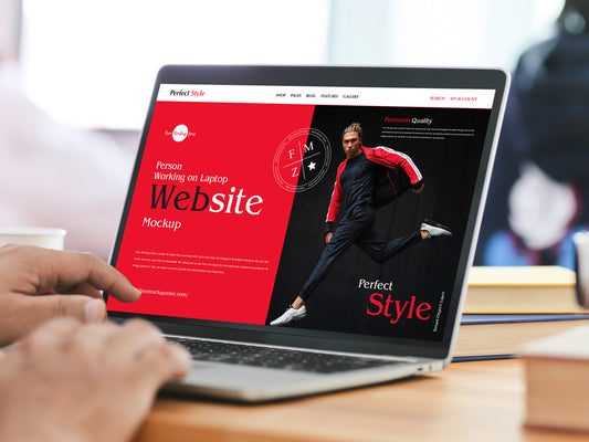 Free Person Working On Laptop Website Mockup