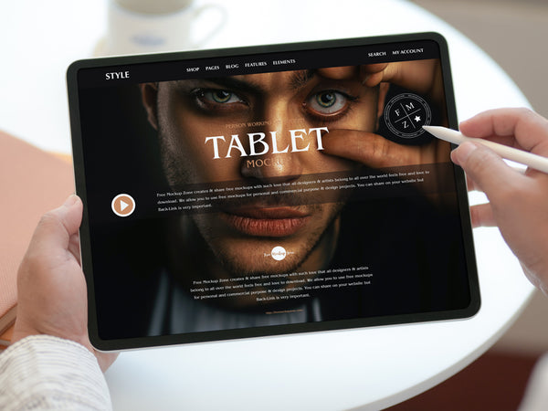 Free Person Working On Modern Tablet Mockup