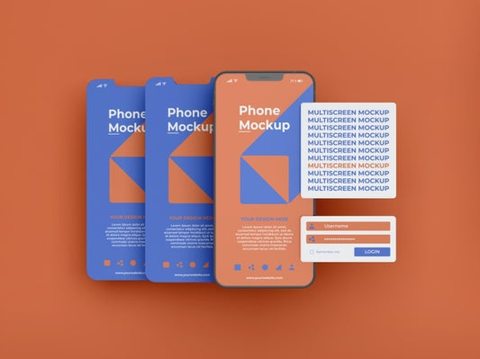 Free Phone Mockup Design Of Multiscreen Gravity Psd