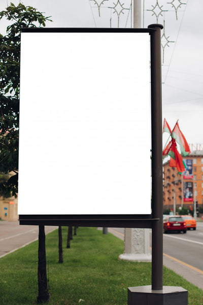 Free Photo Of A Large Billboard That Stands On The Street, Where Many People Walk Psd