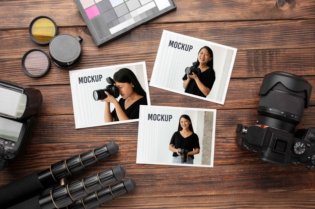 Free Photographer Workshop With Photos Mock-Up Psd