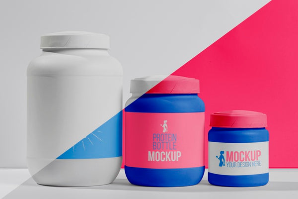 Free Pink Set Of Fitness Protein Powder And Pills Psd